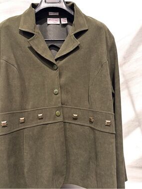 Jeanne Olive Suede Stud-Waist Jacket